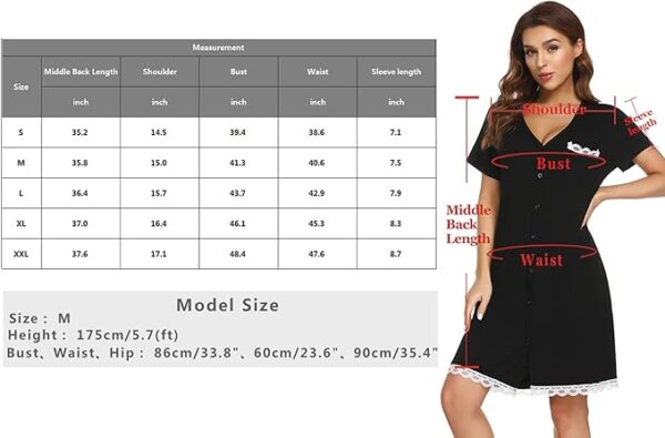 Uniexcosm Maternity Nursing Nightdress, Women's Short Sleeve Nightwear Soft Button Down Nightgown Stripe Sleepwear Maternity Pyjamas Nightshirt - Image 5