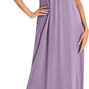 Uniexcosm Long Nightdress with Pockets Sleeveless Cotton Nighties for Women Baggy Ladies Nightshirts Full Slip Spaghetti Strap Sexy Negligees Loose Fit Nightgown Nightwear S-XXL