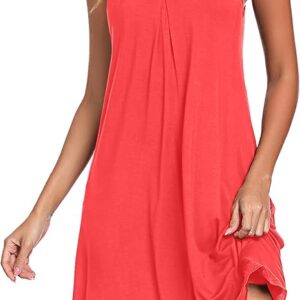 Uniexcosm Women's Nightdresses Sleeveless Nighties Cotton Lace Nightgown V Neck Chemise Sexy Negligee for Ladies Nightshirts Nightwear Loose Plus Size Jersey Lingerie
