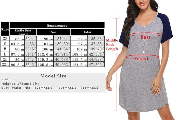 Uniexcosm Women's Maternity Nightdress Button Breastfeeding Nightwear Soft Nursing Nightgown for Pregnancy Short Sleeve Maternity Pyjamas Loungewear - Image 5